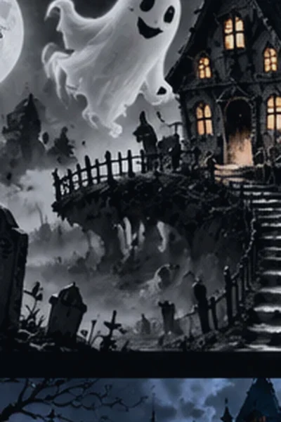 Монстры на каникулах uchun Halloween uslubidagi illustrativ afisha